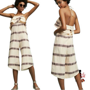 Anthro Saturday Sunday Marina Halter Romper Small Ruffled Feminine Boho Cottage